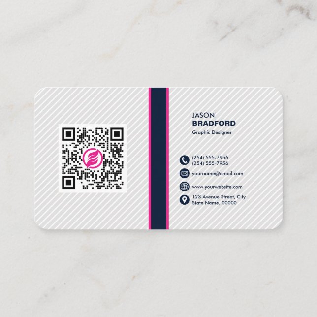 Cartão De Visita Código QR Moderno Profissional Personalizado Bu (Verso)