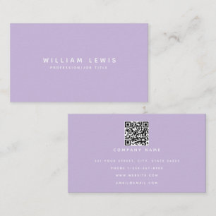 Cartão De Visita Código QR Moderno Roxo Moderno Minimalista