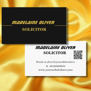 Cartão De Visita Código QR moderno - Solicitante elegante negro