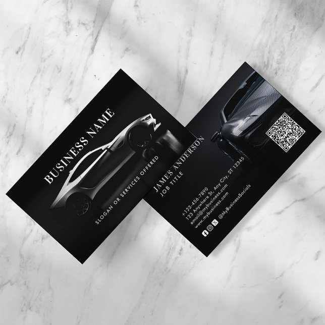 Cartão De Visita Código QR Moderno/Veículo/Automático e Mídia Socia (Criador carregado)