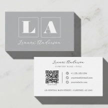 Código QR Monograma Negrito Cinza