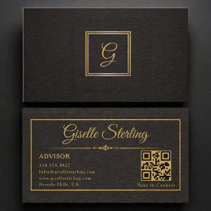 Cartão De Visita Código QR Monogramado de Consultor