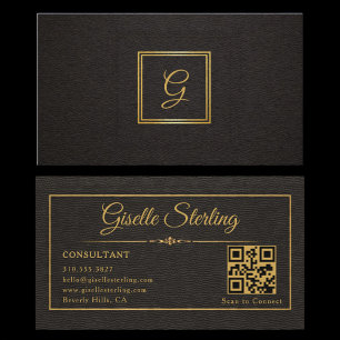 Cartão De Visita Código QR Monogramado de Consultor