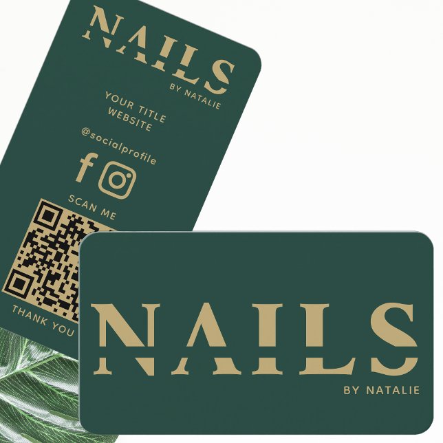 Cartão De Visita Código QR Nail Salon Nail Technicarg Branding Lega (Criador carregado)