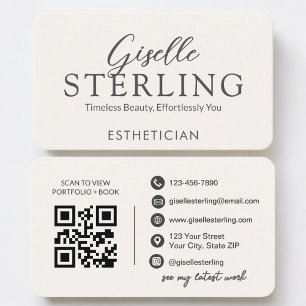 Cartão De Visita Código QR Neutro para Esteticista