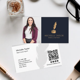 Cartão De Visita Código QR Notário do Marinho Profissional Elegante