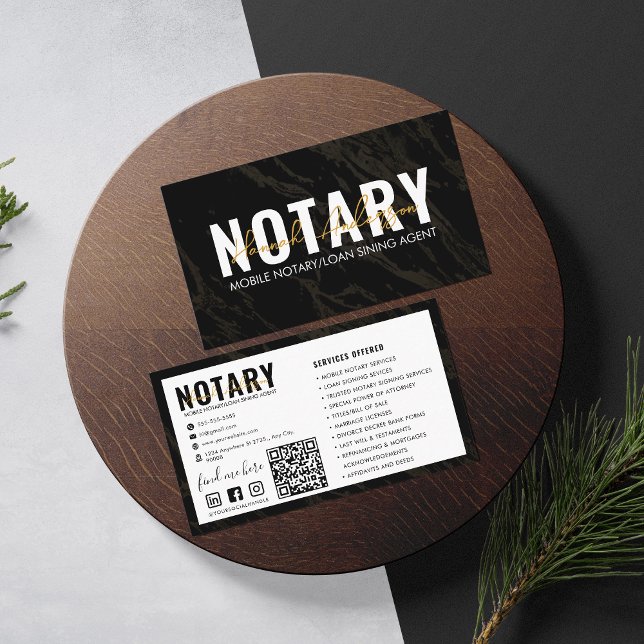 Cartão De Visita Código QR | Notícias Móveis do Mármore Negro Moder (Criador carregado)