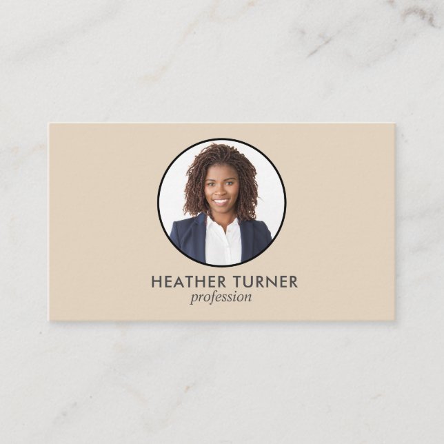 Cartão De Visita CÓDIGO QR ou Título profissional Foto Ecrù (Frente)