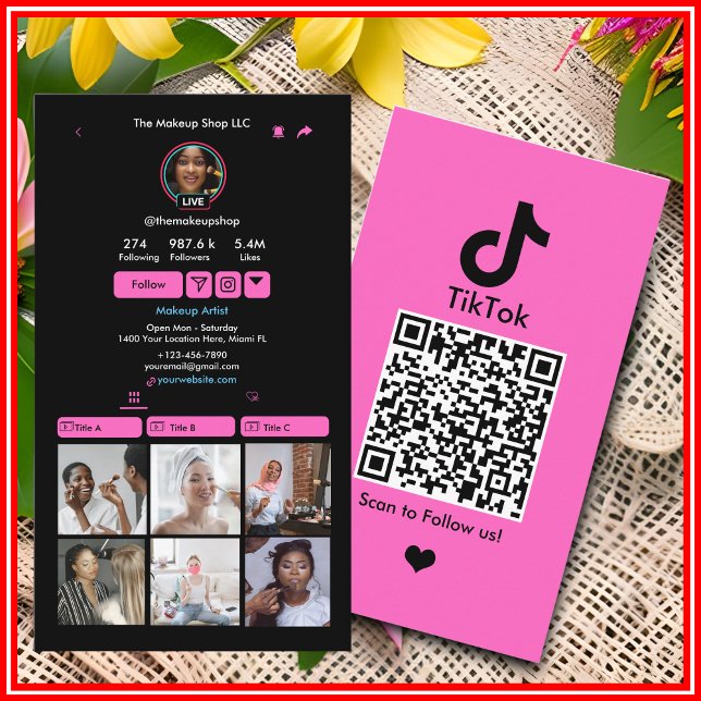 Cartão De Visita Código QR para Conectar TikTok (Criador carregado)