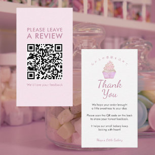 Cartão De Visita Código QR para deixar uma avaliação de Cupcake com