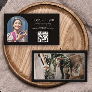 Cartão De Visita Código QR para Fotografia de Arco Moderno