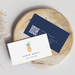 Cartão De Visita Código QR para Hospitalidade do Abacaxi
