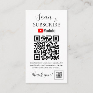 Cartão De Visita Código QR para inscrição no Youtube