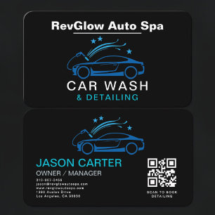 Cartão De Visita Código QR para Lavagem e Detalhes de Carros