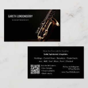 Cartão De Visita Código QR para Músicos Profissionais Saxofonistas 