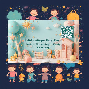 Cartão De Visita Código QR para Pequenos Negócios do Little Steps D