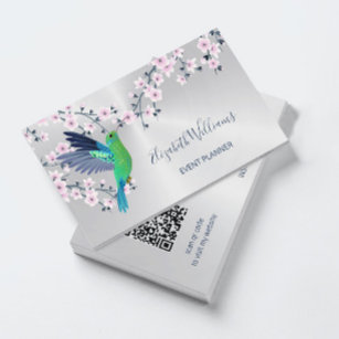 Cartão De Visita Código QR   Pássaro-beija-flor Silver