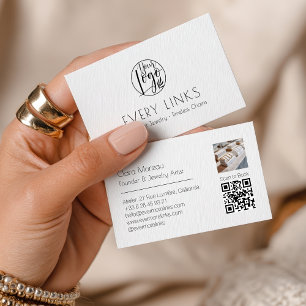 Cartão De Visita Código QR permanente de joias brancas brancas-pret
