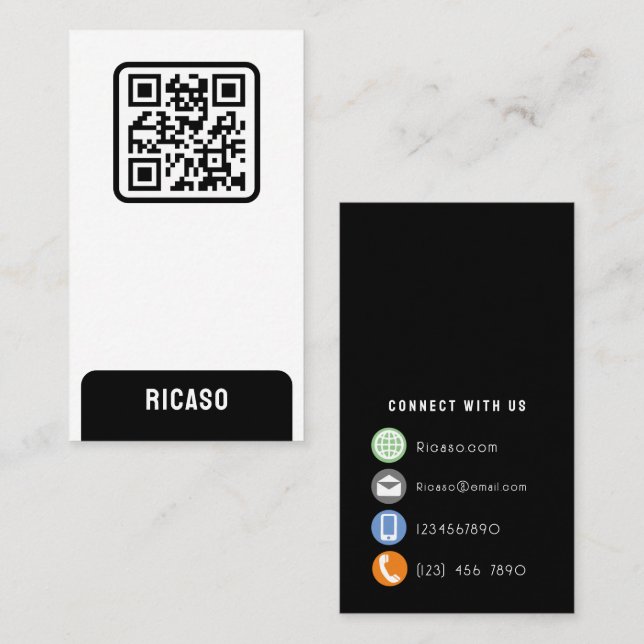 Cartão De Visita Código QR Personalizado (Frente/Verso)