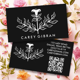Cartão De Visita Código QR PERSONALIZADO de Desenho de Linha Lily E