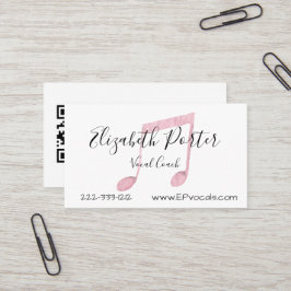 Cartão De Visita Código QR Personalizado de Notas Musicais em Aquar