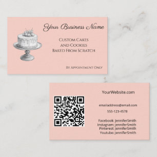 Cartão De Visita Código QR Personalizado de Pêssego de Pêssego Eleg