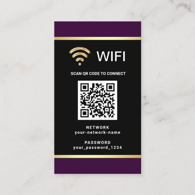 Cartão De Visita Código QR Personalizado de Senha de Rede Wifi Mode (Frente)