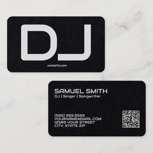 Cartão De Visita Código QR Personalizado DJ Premium (Frente/Verso)