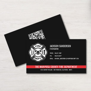 Cartão De Visita Código QR personalizado do bombeiro do departament