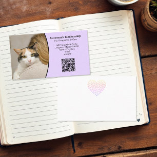 Cartão De Visita Código QR personalizado do Pet Care e foto