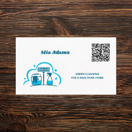 Cartão De Visita Código QR Personalizado dos Serviços de Limpeza