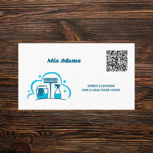 Cartão De Visita Código QR Personalizado dos Serviços de Limpeza