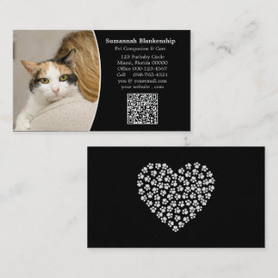 Cartão De Visita Código QR personalizado e foto do Pet Care Black W