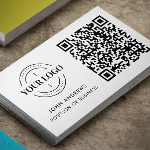 Cartão De Visita Código QR personalizado Logotipo comercial Moderno