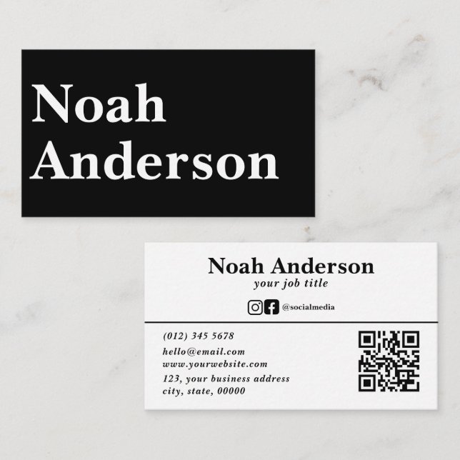 Cartão De Visita Código QR Personalizado Moderno Profissional (Frente/Verso)