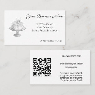 Cartão De Visita Código QR Personalizado para a Padaria Elegante de