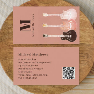 Cartão De Visita Código QR personalizado para músico de guitarra pr
