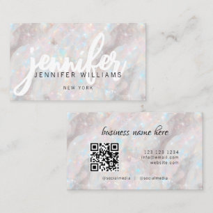 Cartão De Visita Código QR Personalizado Pedra Opala Pastel Elegant
