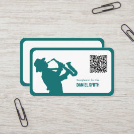 Cartão De Visita Código QR personalizado saxofonista