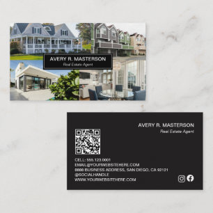 Cartão De Visita Código QR Personalizável de Fotos de Imóveis Moder