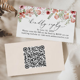 Cartão De Visita Código QR Pink Peach Wedding RSVP Enclosure Card