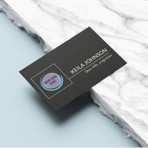 Cartão De Visita Código QR preto básico Logotipo comercial personal