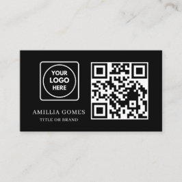 Cartão De Visita Código QR Preto | Contato Personalizado Minimalist