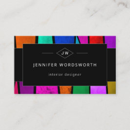 Cartão De Visita Código QR preto cor-de-rosa azul Abstrato púrpura