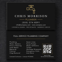 Código QR Preto Dourado de Fontanista Minimalista