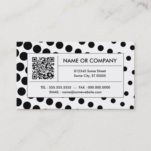 Cartão De Visita código QR preto e branco de meio tom (Frente)