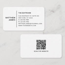Cartão De Visita Código QR Preto e Branco Minimalista Moderno Simpl