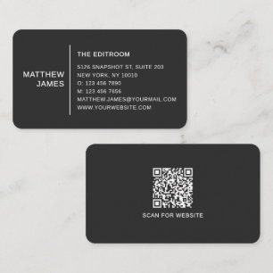 Cartão De Visita Código QR Preto e Branco Minimalista Moderno Simpl