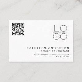 Cartão De Visita CÓDIGO QR preto e branco profissional mínimo
