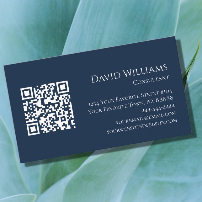 Cartão De Visita Código QR Preto Minimalista Moderno (Criador carregado)